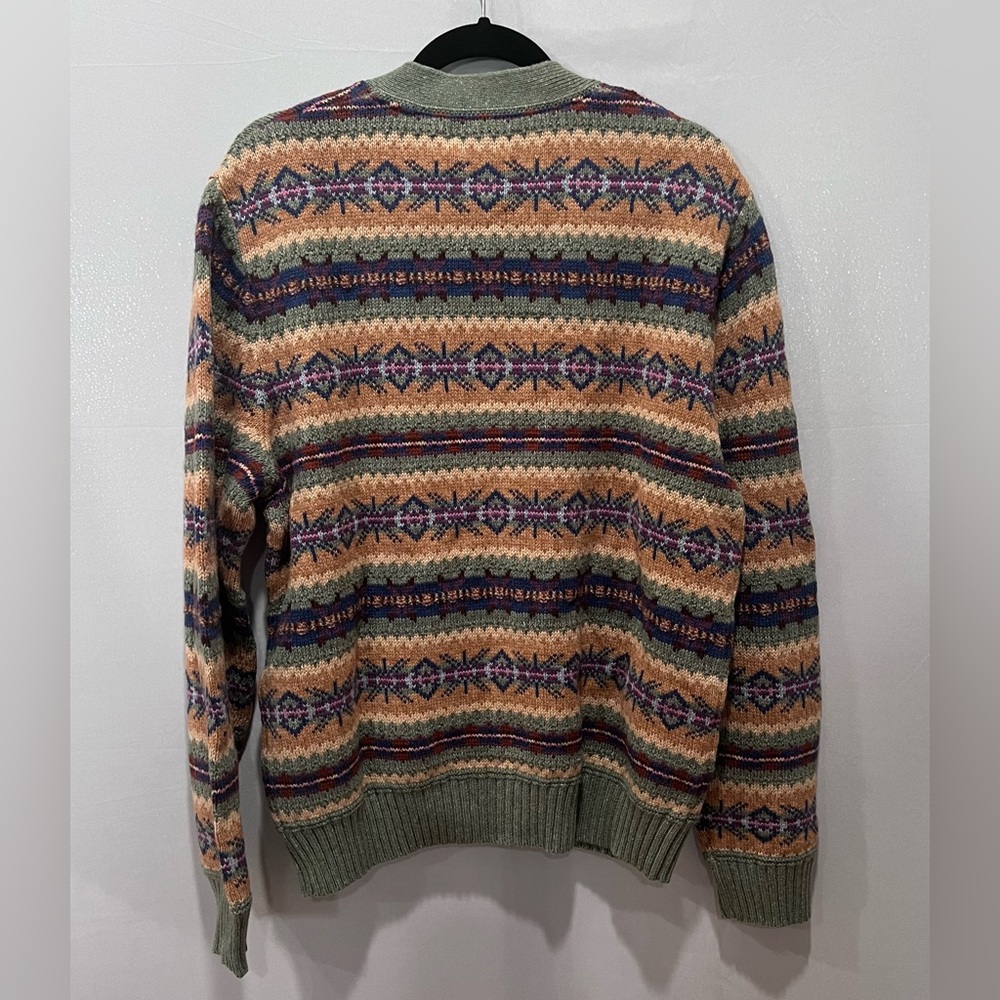 Fair Isle Cotton Blend Cardigan, Men, Size L - Picture 9 of 13